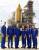 6 astronautes mission "Sts 112" combinaisons bleues sur Terre