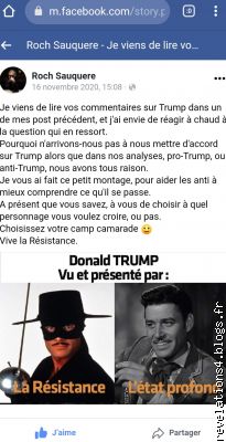 Post Facebook Sauquere ( 16/11/2020 )